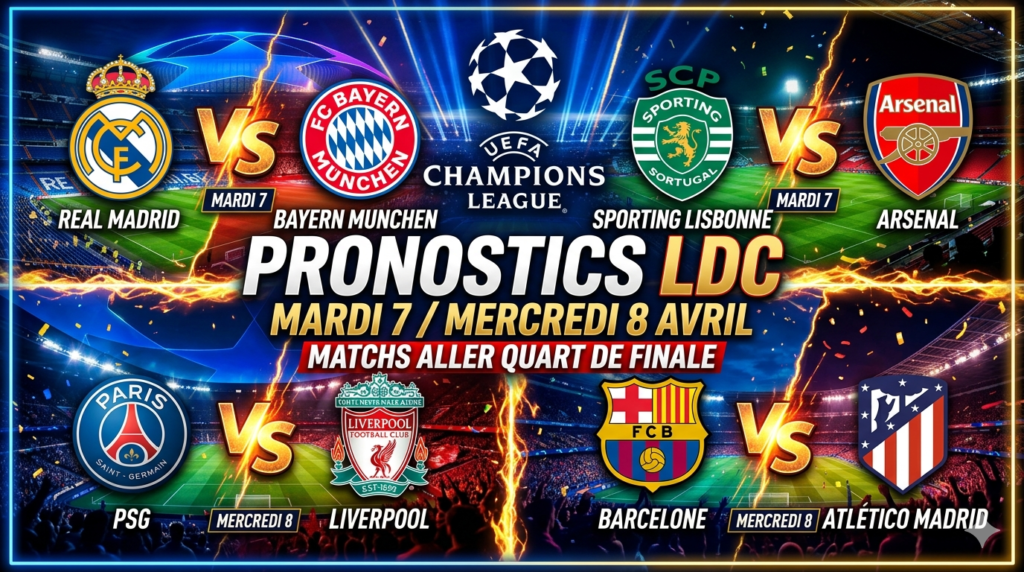 Pronostic Ligue des Champions : nos analyses pour les quarts de finale aller