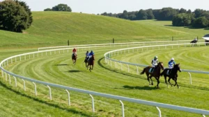 Hippodrome de Clairefontaine en Normandie, piste de courses PMU plat et obstacles