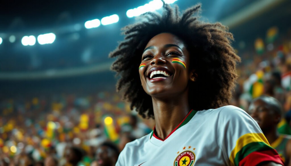 Supportrice ghanéenne dans un stade pour la Coupe du Monde 2026
