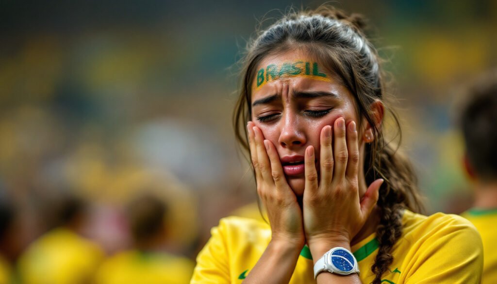 Supportrice brésilienne en larmes — inquiétude autour de la blessure de Neymar avant le Mondial 2026
