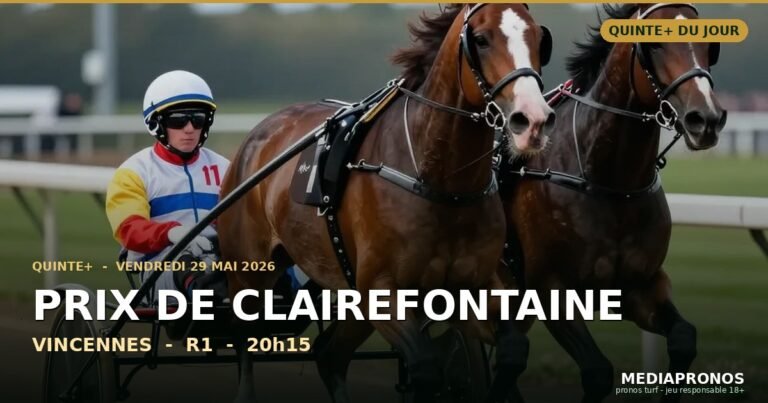 Quinté du 29 mai 2026 à Vincennes : nos pronostics pour le Prix de Clairefontaine (trot attelé)