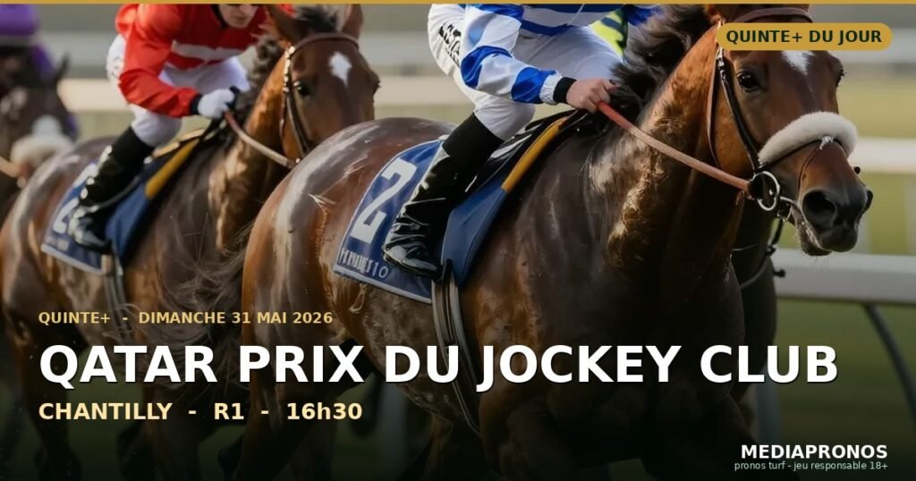 Quinté+ 2026-05-31 : Qatar Prix du Jockey Club à CHANTILLY — pronostic MediaPronos