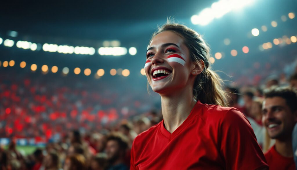 Supportrice tchèque aux couleurs nationales dans un stade, Coupe du Monde 2026