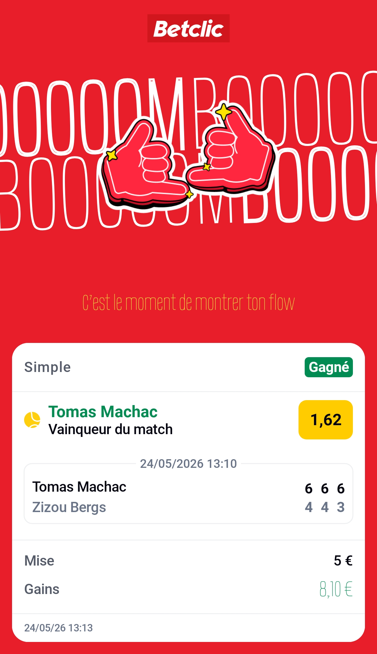 Ticket de paris sportifs gagnant partagé par un membre MediaPronos #3