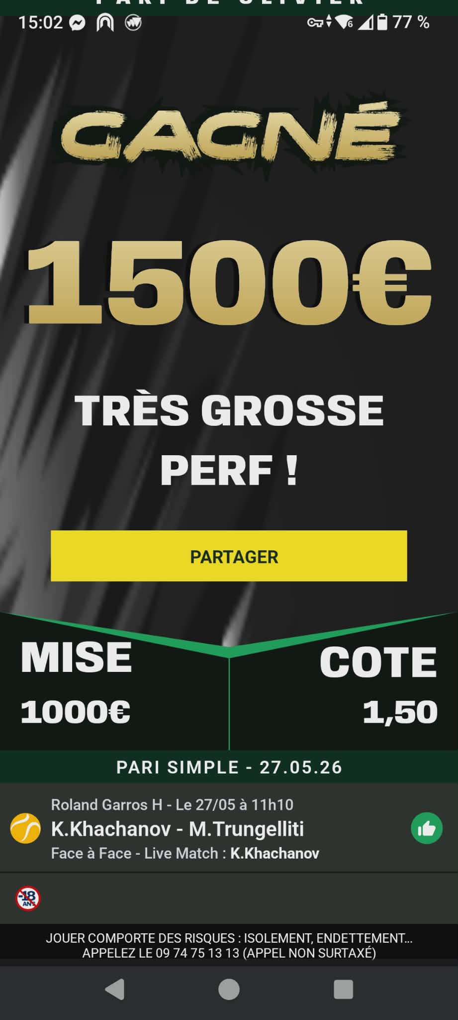 Ticket gagnant Mediapronos