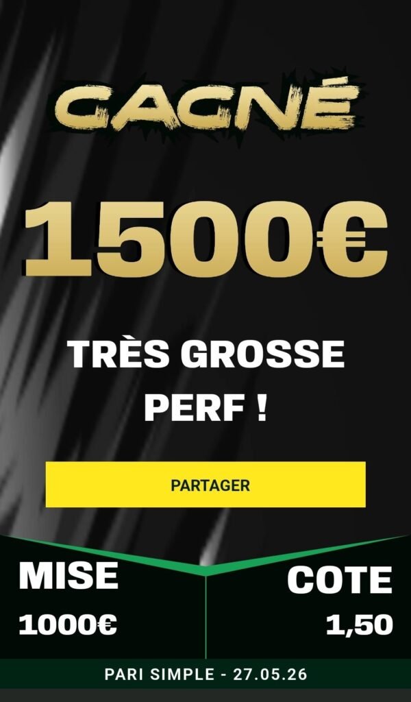 Ticket de pari sportif gagnant d'un membre MediaPronos
