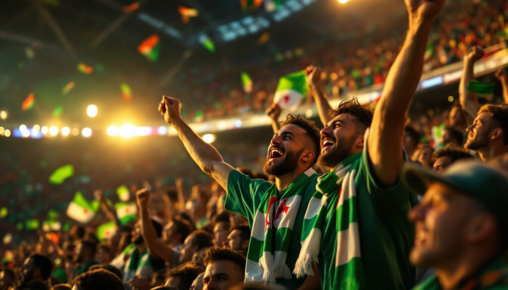 Supporters algériens célébrant la qualification des Fennecs pour la Coupe du Monde 2026