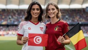 Supportrices de la Tunisie et de la Belgique avant le match amical du Mondial 2026