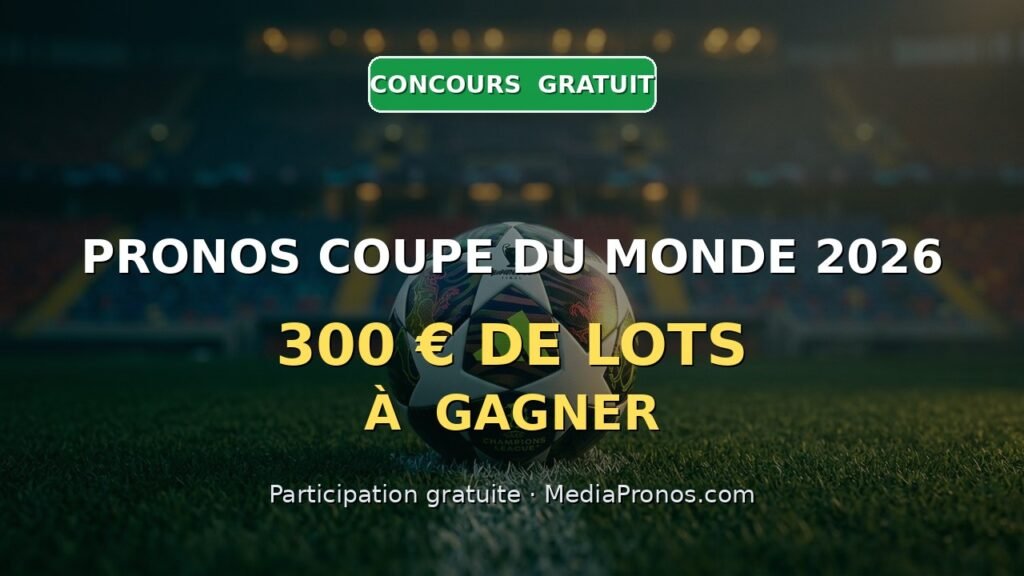 Concours de pronostics gratuit Coupe du Monde 2026, 300 euros de lots a gagner