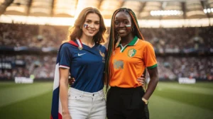 Supportrices France et Côte d'Ivoire avant le match amical