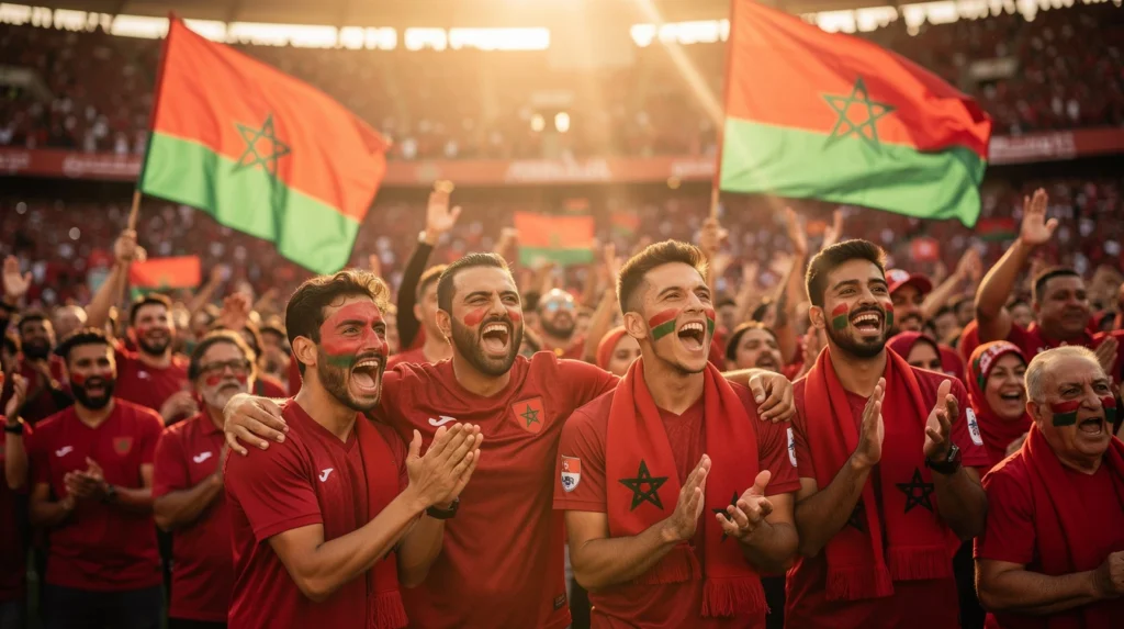 Supporters marocains en liesse dans le stade