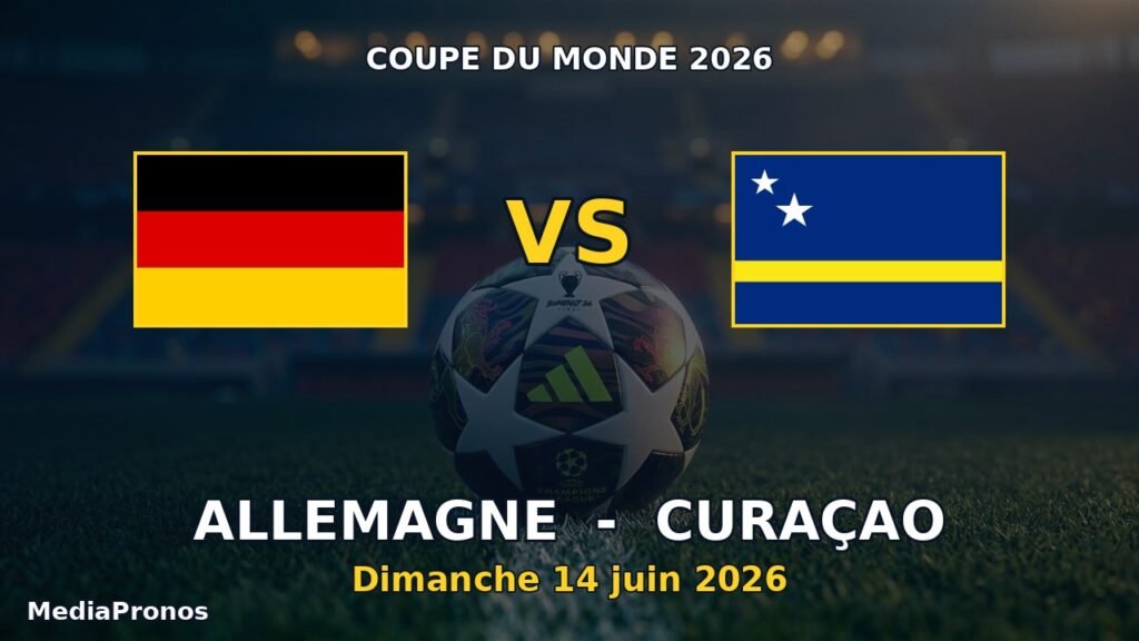 Pronostic Allemagne - Curaçao, Coupe du Monde 2026