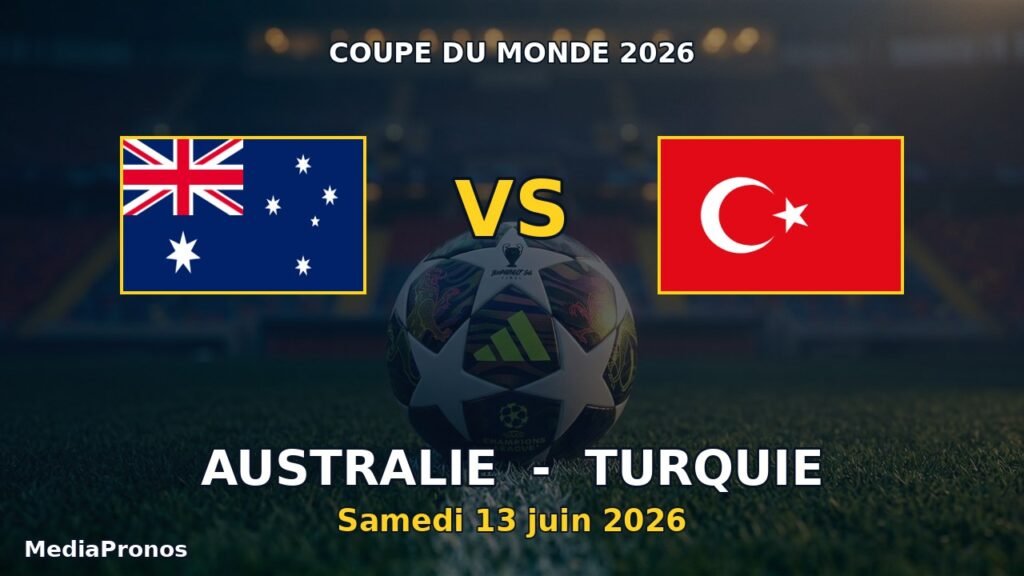 Pronostic Australie - Turquie, Coupe du Monde 2026