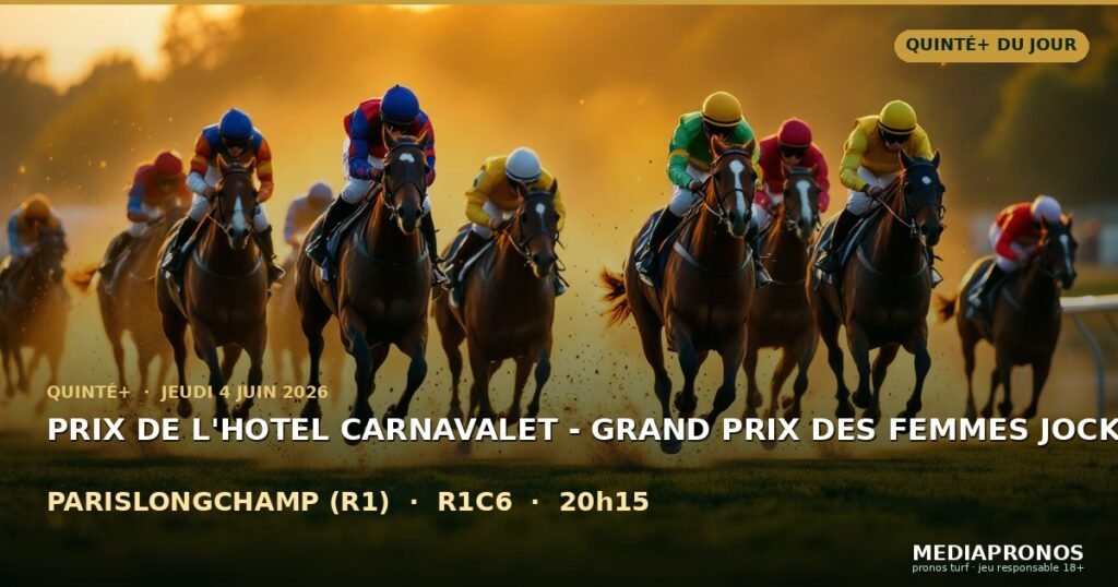 Quinte+ 2026-06-04 : 6ème course - Prix De L'Hotel Carnavalet - Grand Prix Des Femmes Jockeys a Parislongchamp (R1) - pronostic MediaPronos