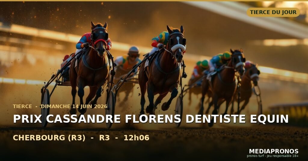 Tiercé 2026-06-14 : 2ème course - Prix Cassandre Florens Dentiste Equin a Cherbourg (R3) - pronostic MediaPronos