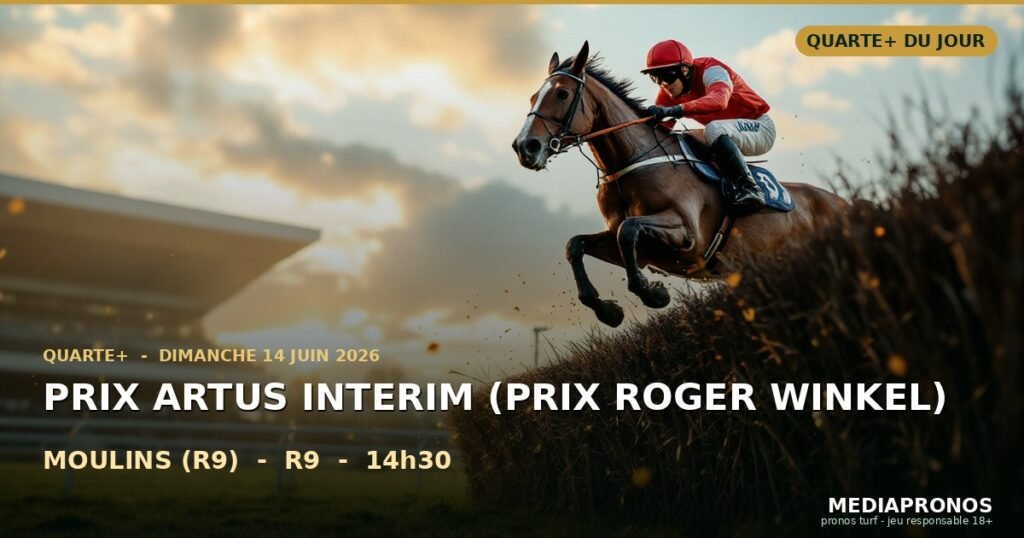 Quarte+ 2026-06-14 : 3ème course - Prix Artus Interim (Prix Roger Winkel) a Moulins (R9) - pronostic MediaPronos