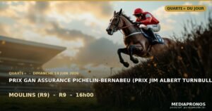 Quarte+ 2026-06-14 : 6ème course - Prix Gan Assurance Pichelin-Bernabeu (Prix Jim Albert Turnbull) a Moulins (R9) - pronostic MediaPronos