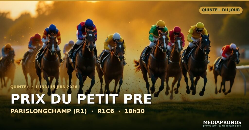 Quinte+ 2026-06-15 : 6ème course - Prix Du Petit Pre a Parislongchamp (R1) - pronostic MediaPronos