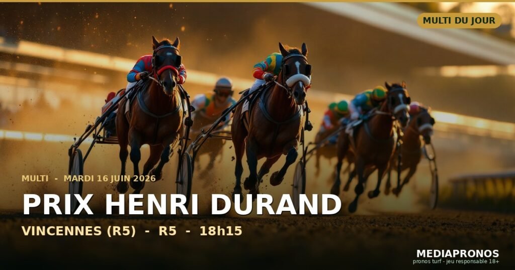 Multi 2026-06-16 : 5ème course - Prix Henri Durand a Vincennes (R5) - pronostic MediaPronos