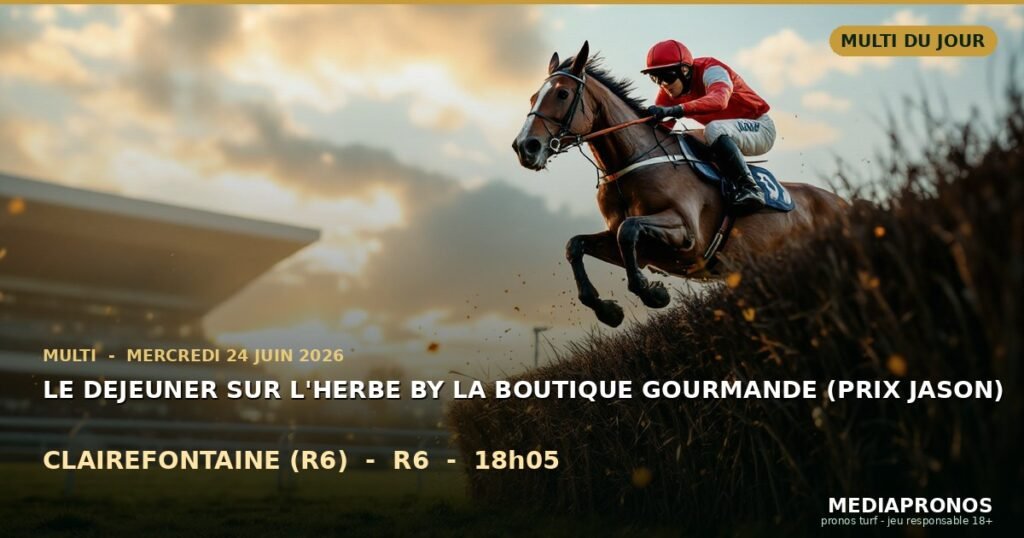 Multi 2026-06-24 : 3ème course - Le Dejeuner Sur L'Herbe By La Boutique Gourmande (Prix Jason) a Clairefontaine (R6) - pronostic MediaPronos