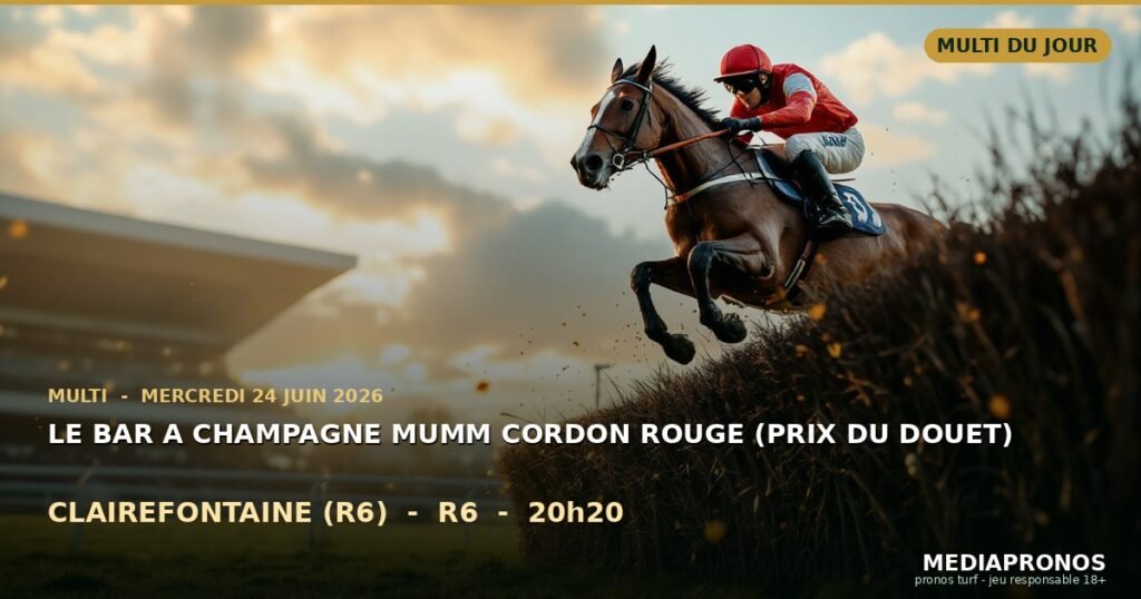 Multi 2026-06-24 : 7ème course - Le Bar A Champagne Mumm Cordon Rouge (Prix Du Douet) a Clairefontaine (R6) - pronostic MediaPronos