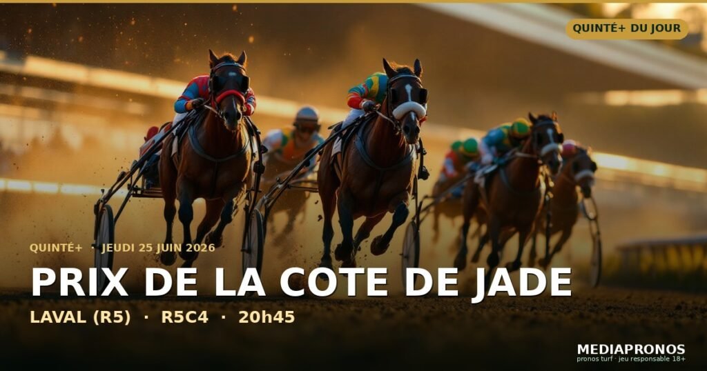 Quinte+ 2026-06-25 : 4ème course - Prix De La Cote De Jade a Laval (R5) - pronostic MediaPronos