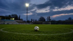 Stade de football roumain vide sous les projecteurs