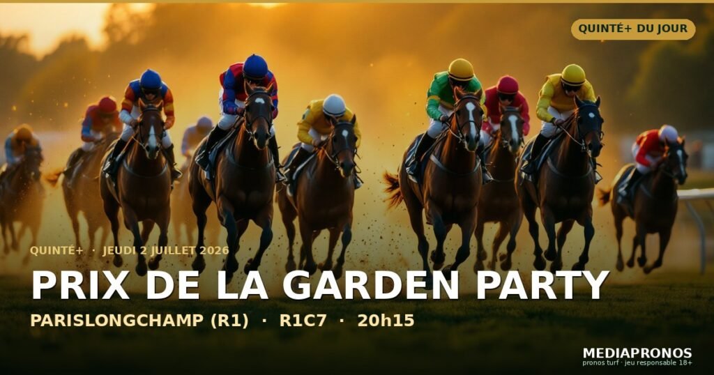 Quinte+ 2026-07-02 : 7ème course - Prix De La Garden Party a Parislongchamp (R1) - pronostic MediaPronos