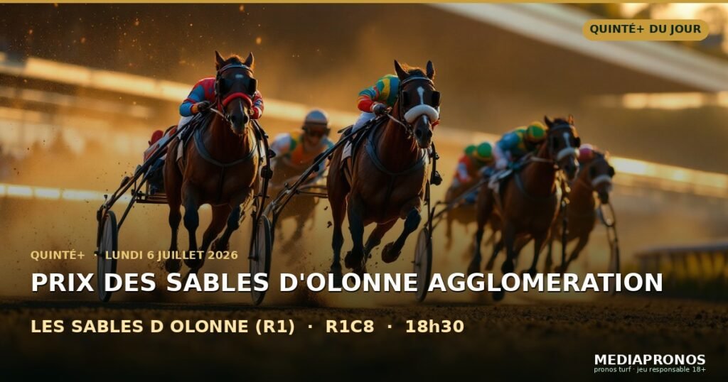 Quinte+ 2026-07-06 : 8ème course - Prix Des Sables D'Olonne Agglomeration a Les Sables D Olonne (R1) - pronostic MediaPronos
