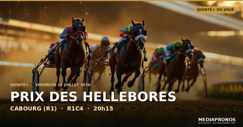 Quinte+ 2026-07-10 : 4ème course - Prix Des Hellebores a Cabourg (R1) - pronostic MediaPronos