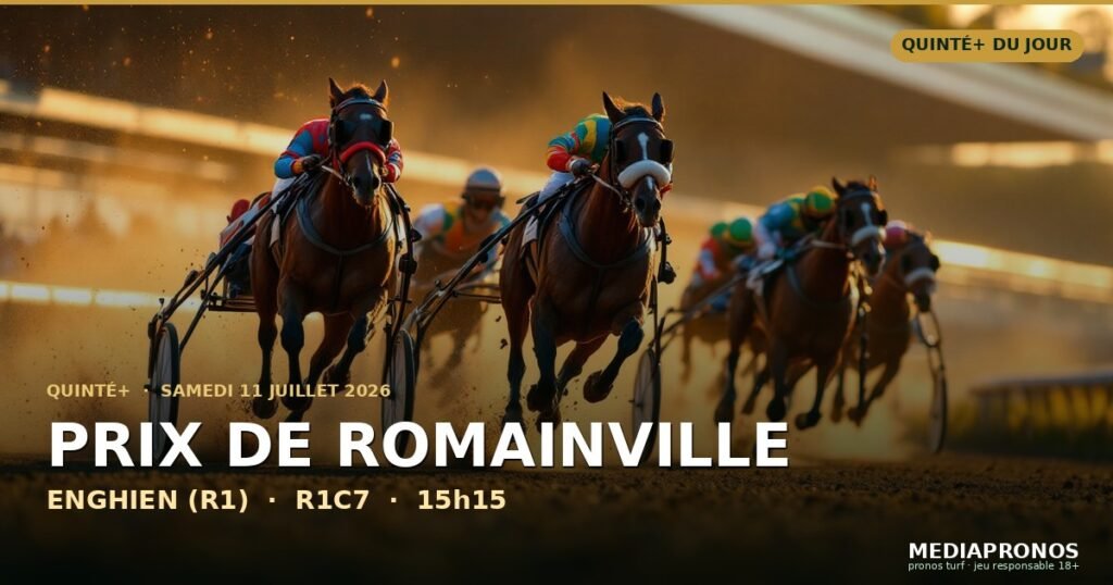 Quinte+ 2026-07-11 : 7ème course - Prix De Romainville a Enghien (R1) - pronostic MediaPronos