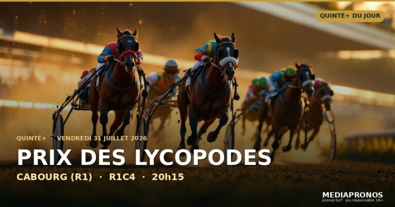 Pronostic Quinté du 31 juillet 2026 à Cabourg : base solide, cheval en or et tocard
