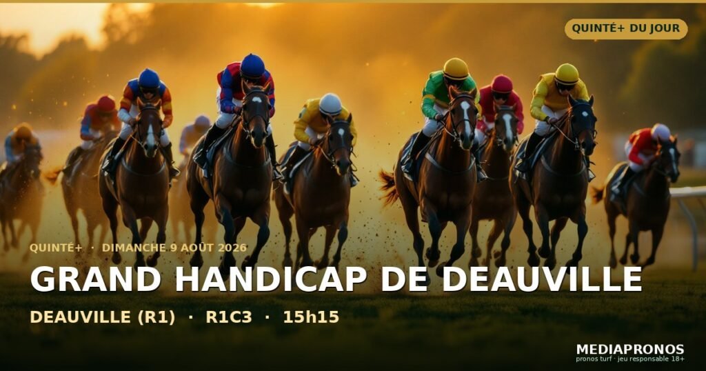Quinte+ 2026-08-09 : 3ème course - Grand Handicap De Deauville a Deauville (R1) - pronostic MediaPronos