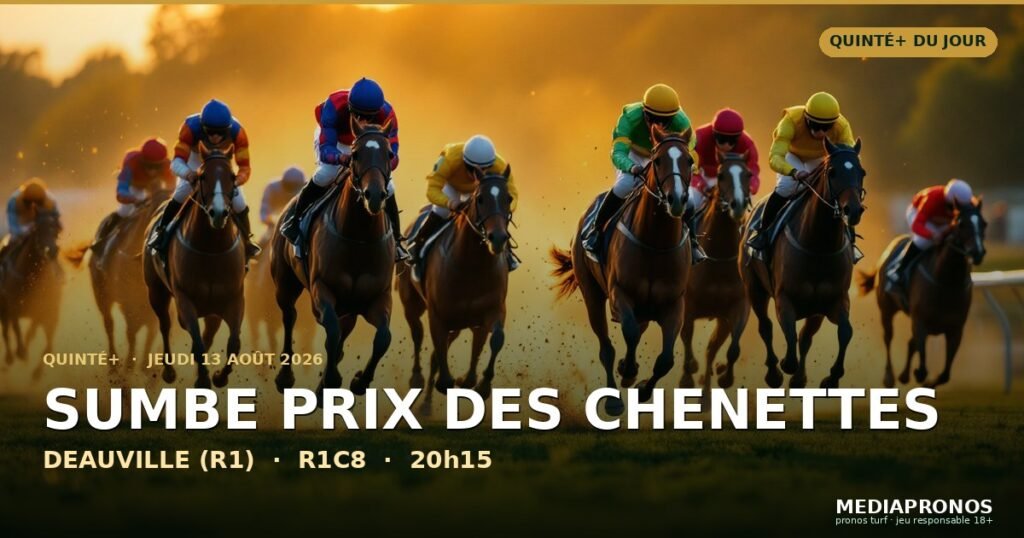 Quinte+ 2026-08-13 : 8ème course - Sumbe Prix Des Chenettes a Deauville (R1) - pronostic MediaPronos