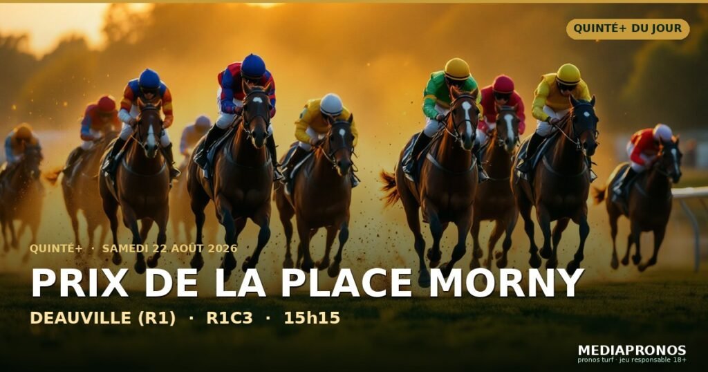 Quinte+ 2026-08-22 : 3ème course - Prix De La Place Morny a Deauville (R1) - pronostic MediaPronos