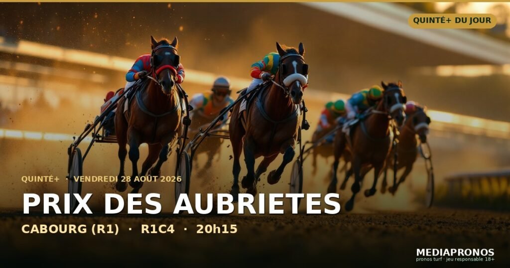 Quinte+ 2026-08-28 : 4ème course - Prix Des Aubrietes a Cabourg (R1) - pronostic MediaPronos