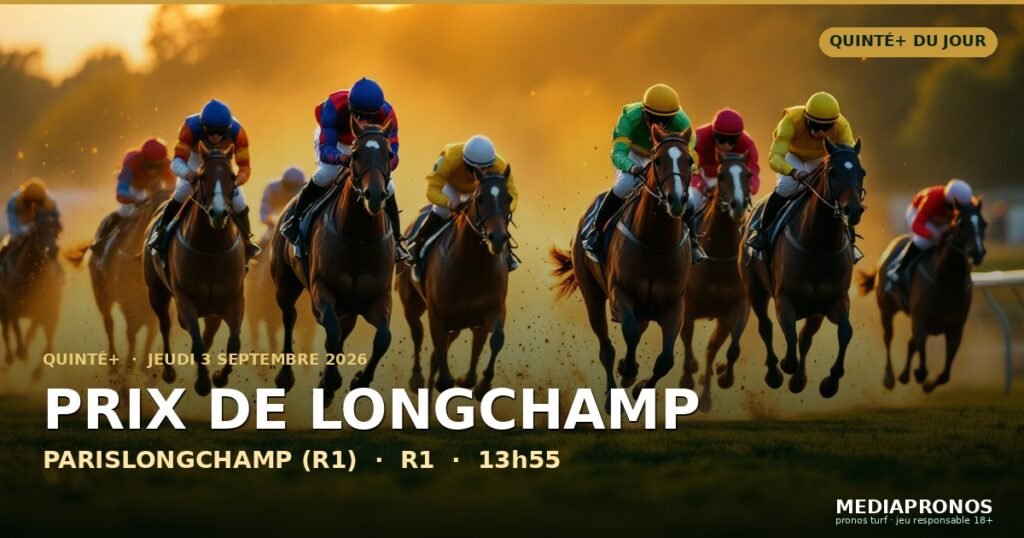 Quinte+ 2026-09-03 : 1ère course - Prix De Longchamp a Parislongchamp (R1) - pronostic MediaPronos