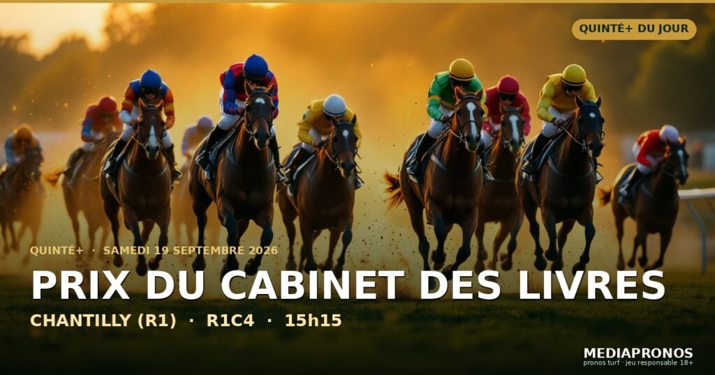 Quinte+ 2026-09-19 : 4ème course - Prix Du Cabinet Des Livres a Chantilly (R1) - pronostic MediaPronos