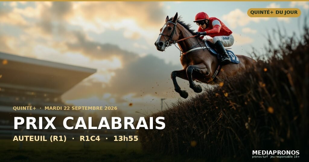 Quinte+ 2026-09-22 : 4ème course - Prix Calabrais a Auteuil (R1) - pronostic MediaPronos
