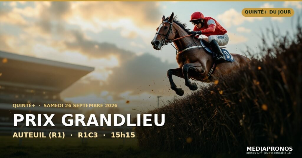 Quinte+ 2026-09-26 : 3ème course - Prix Grandlieu a Auteuil (R1) - pronostic MediaPronos