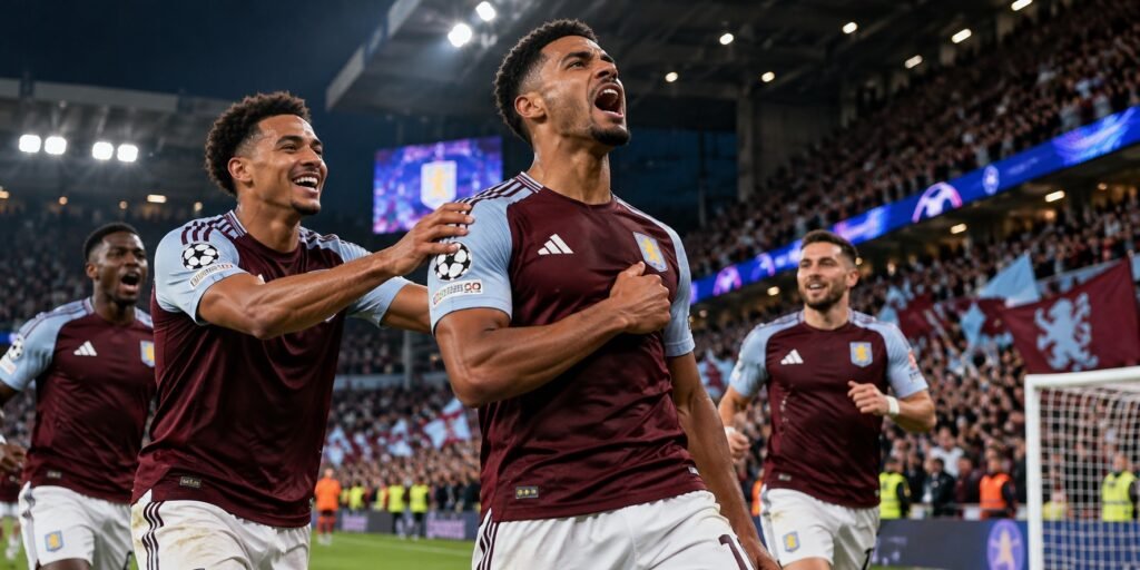 Les joueurs d’Aston Villa célèbrent une victoire historique en compétition européenne