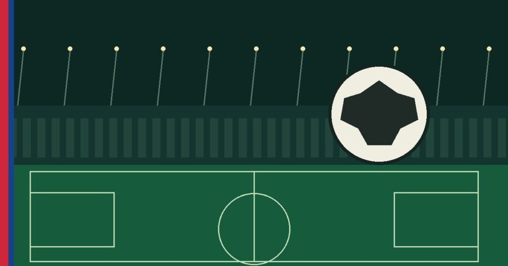 Illustration éditoriale d’un terrain et d’un ballon de football