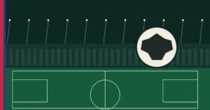 Illustration éditoriale d’un terrain et d’un ballon de football