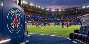 Des joueurs s’échauffent sur le terrain avant le match