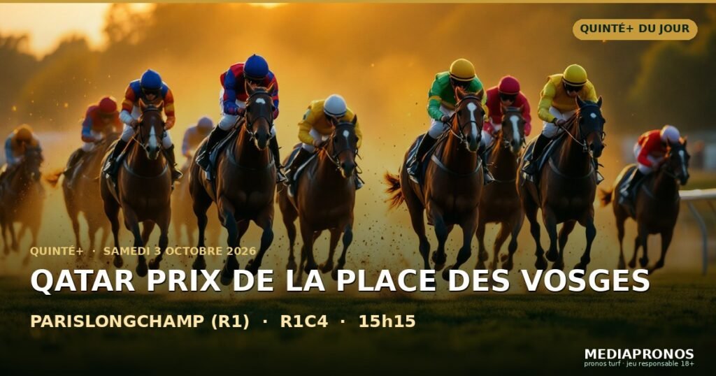 Quinte+ 2026-10-03 : 4ème course - Qatar Prix De La Place Des Vosges a Parislongchamp (R1) - pronostic MediaPronos