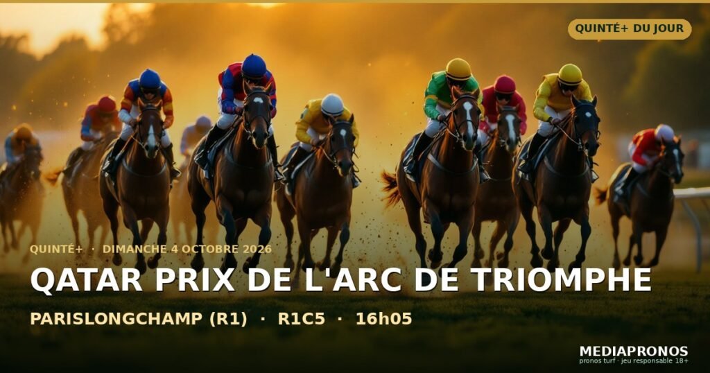 Quinte+ 2026-10-04 : 5ème course - Qatar Prix De L'Arc De Triomphe a Parislongchamp (R1) - pronostic MediaPronos
