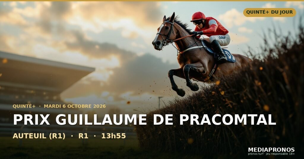 Quinte+ 2026-10-06 : 1ère course - Prix Guillaume De Pracomtal a Auteuil (R1) - pronostic MediaPronos