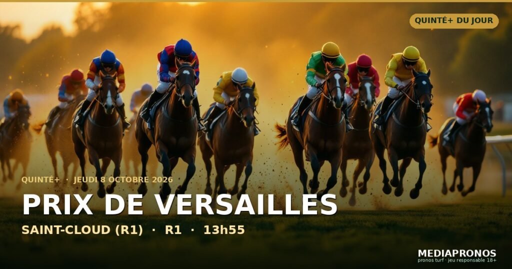 Quinte+ 2026-10-08 : 1ère course - Prix De Versailles a Saint-Cloud (R1) - pronostic MediaPronos