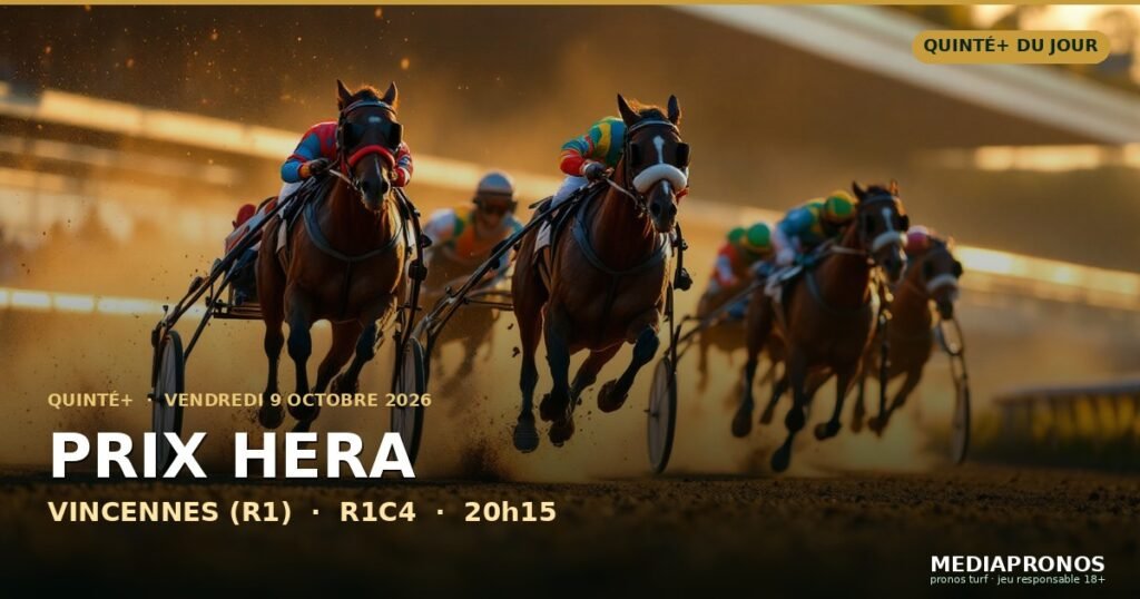 Quinte+ 2026-10-09 : 4ème course - Prix Hera a Vincennes (R1) - pronostic MediaPronos