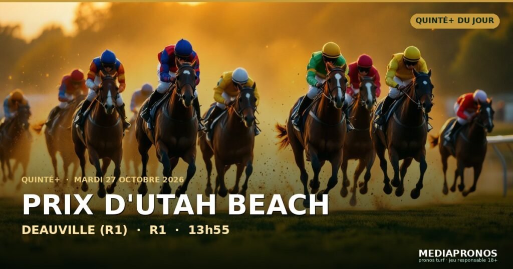 Quinte+ 2026-10-27 : 1ère course - Prix D'Utah Beach a Deauville (R1) - pronostic MediaPronos